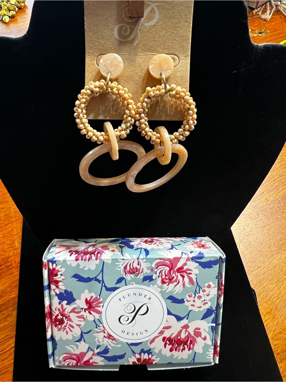 Plunder Pink Beaded Hoop & Linked Ring Earrings
